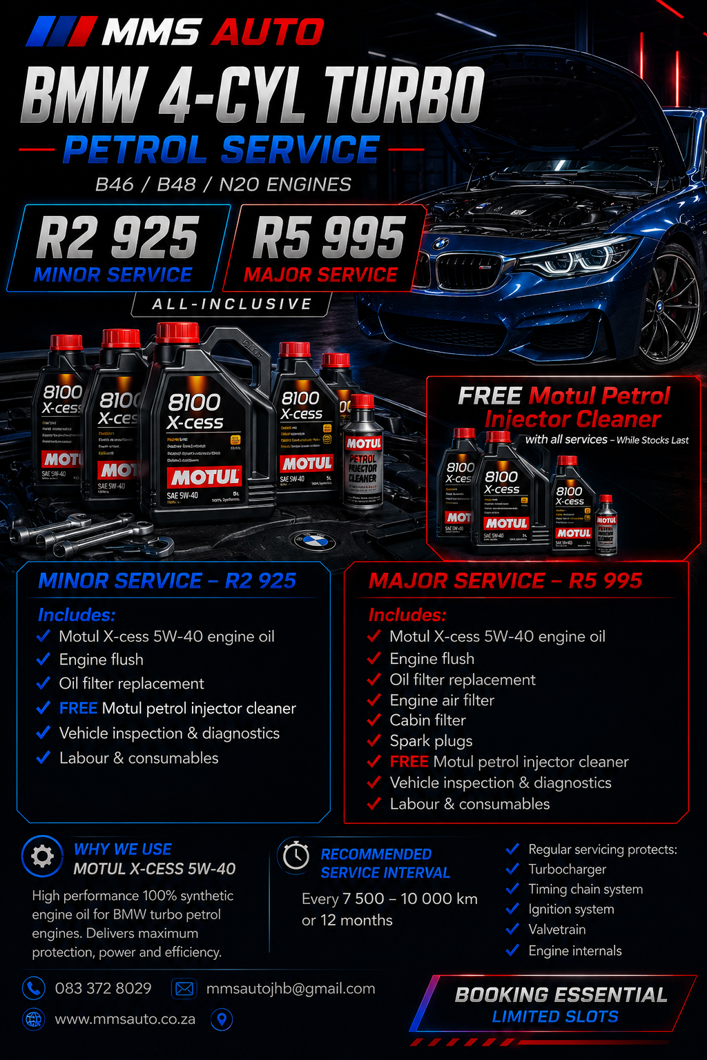 MMS Auto BMW 4-cylinder petrol service pricing
