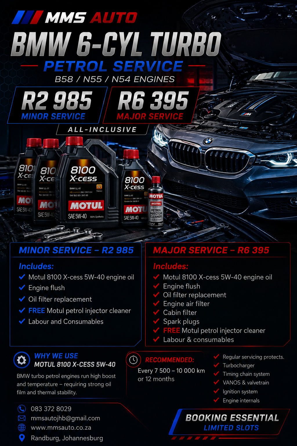 MMS Auto BMW 6-cylinder petrol service pricing