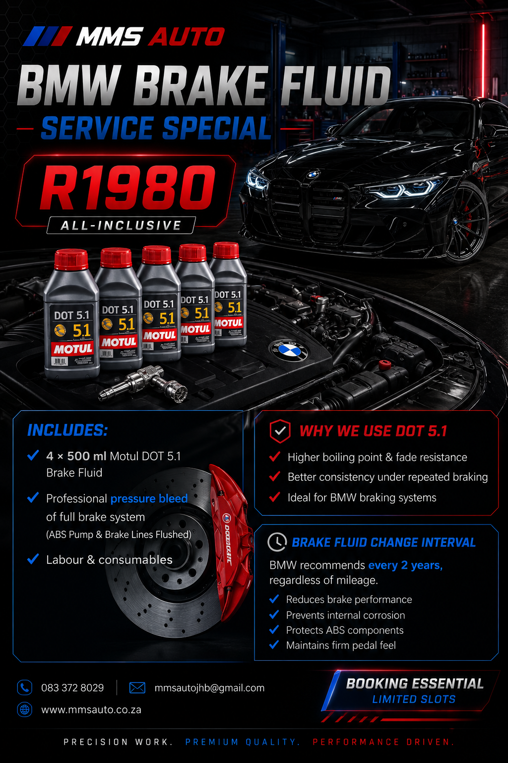 MMS Auto BMW brake fluid service pricing