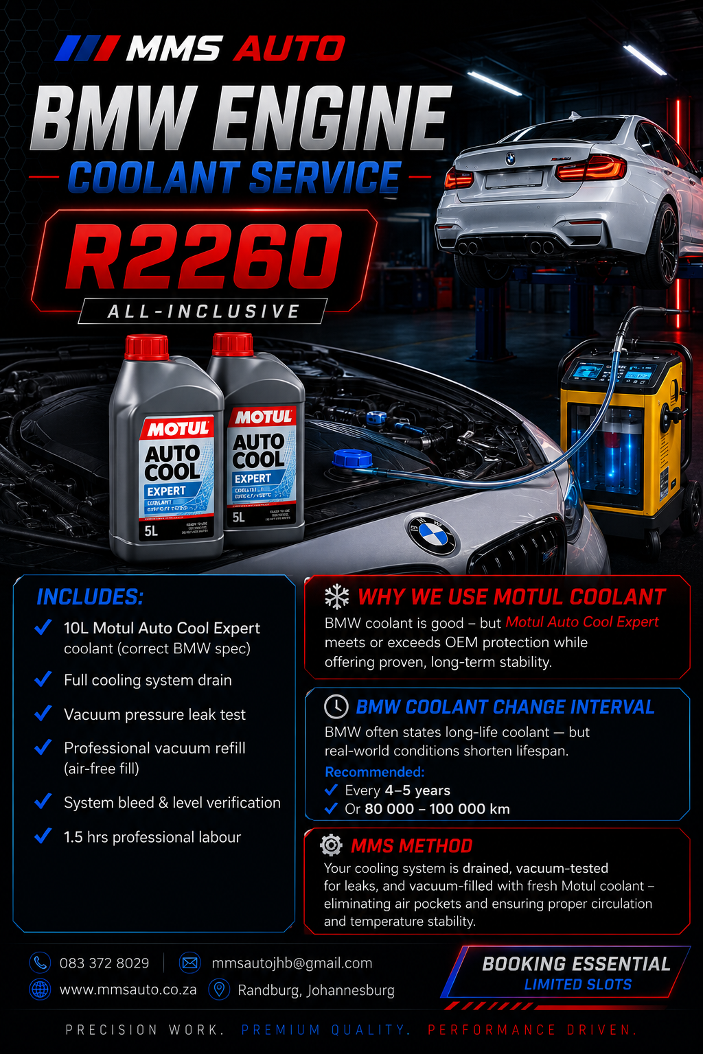 MMS Auto BMW coolant service pricing