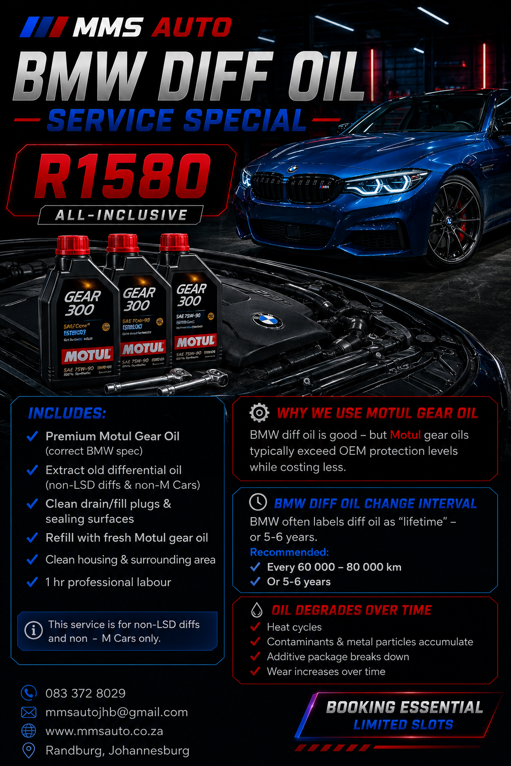 MMS Auto non-LSD rear differential service pricing
